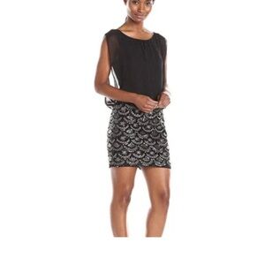 Aiden Black with Gold & Silver Beading Vintage Cocktail Mini Dress 4